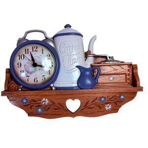 Homco Coffee Time Clock Wall Hanging VTG Retro Kitchen Country Farmhouse Core